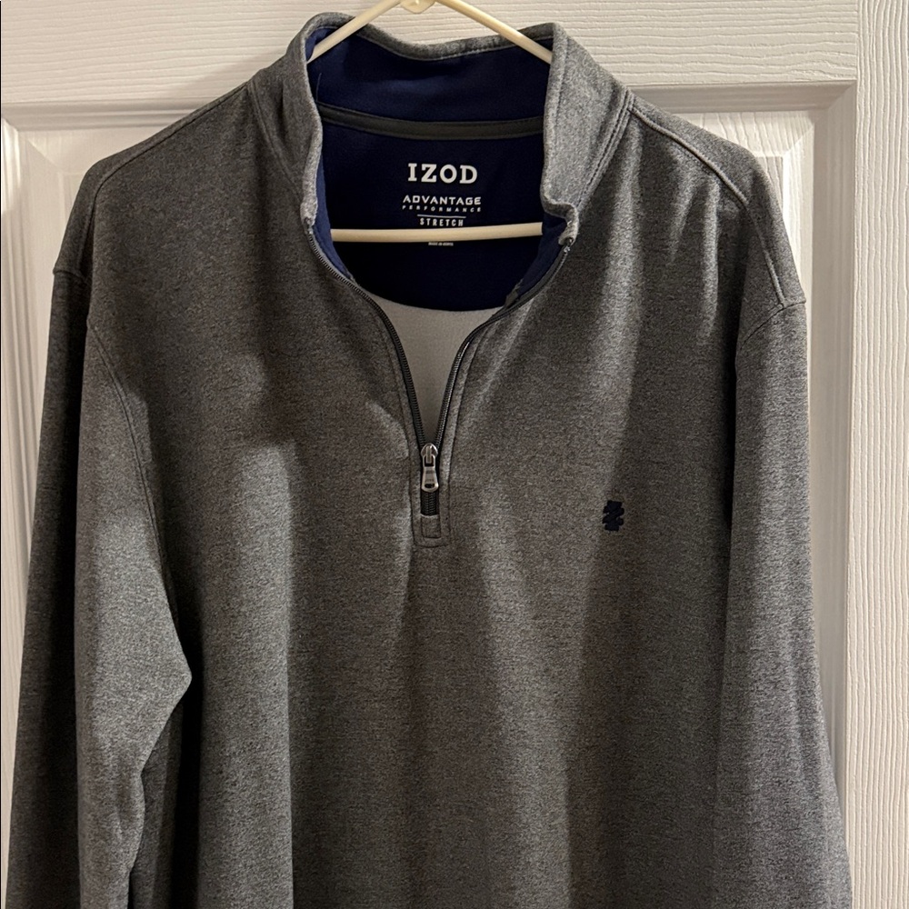 Izod Men's Charcoal Zip-Up Sweater